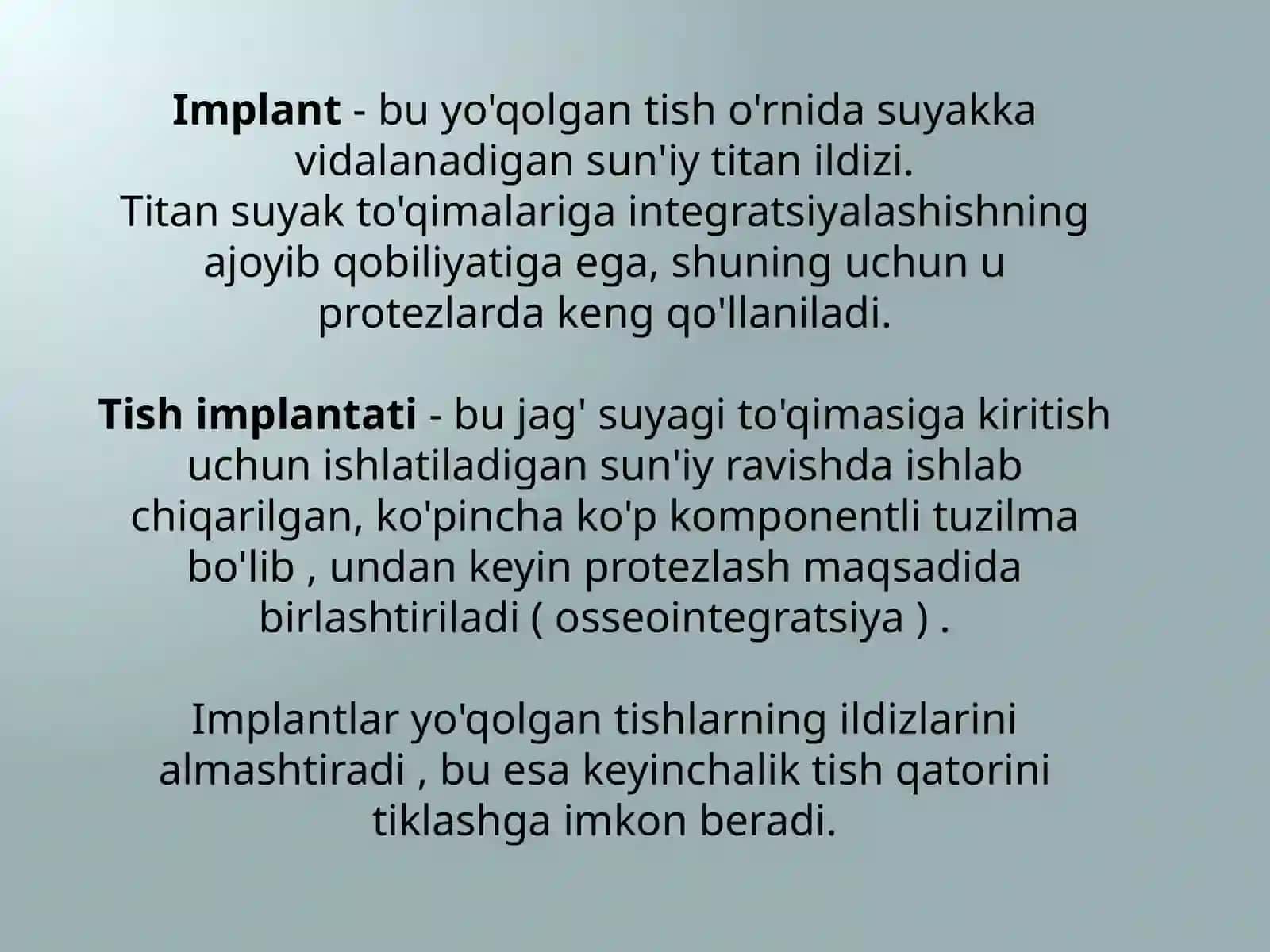 Implantlar asosidagi protezlar 2