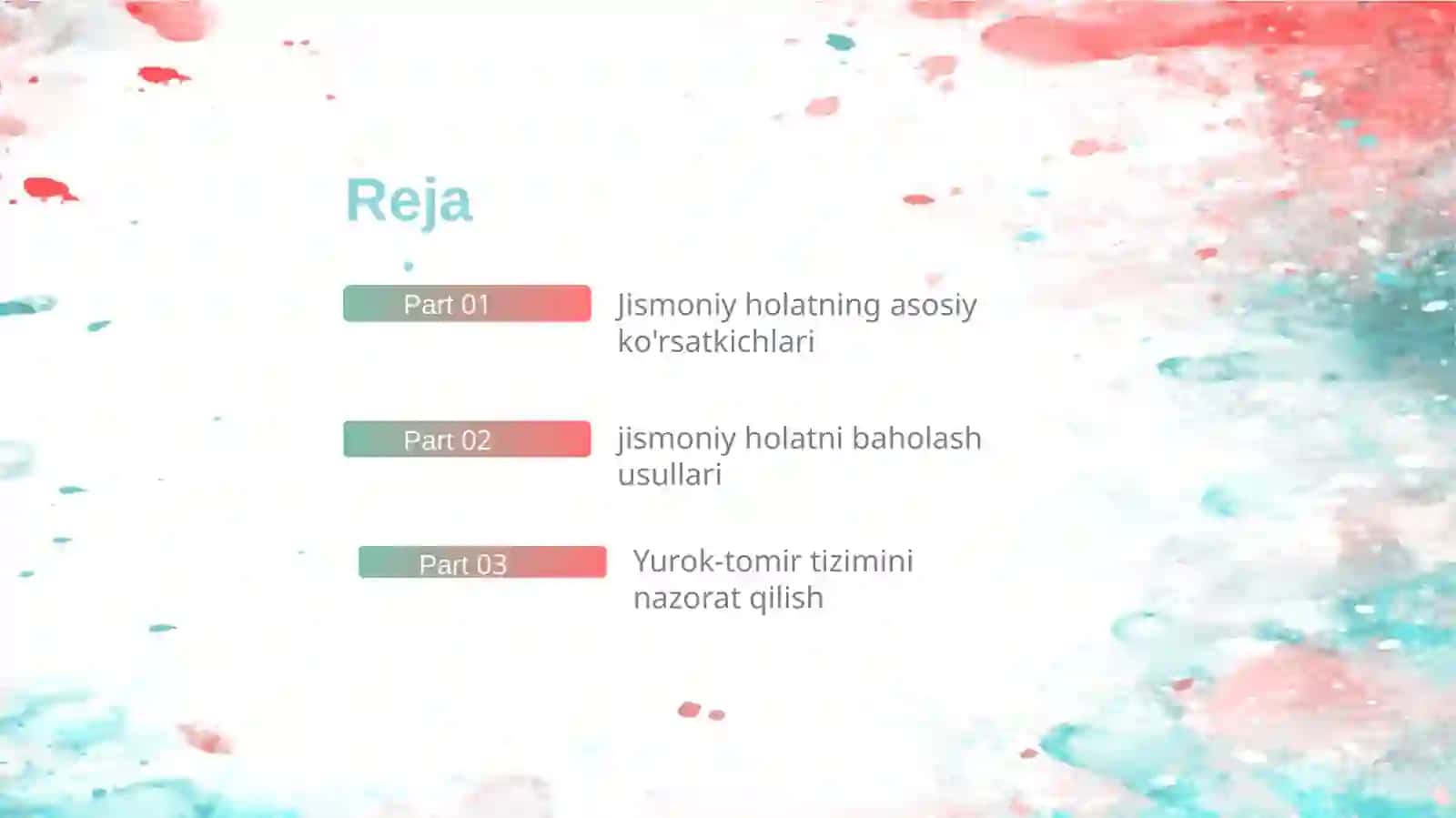 Tananing jismoniy holatini nazorat qilish uslibiyatini o‘zlashtirish 2
