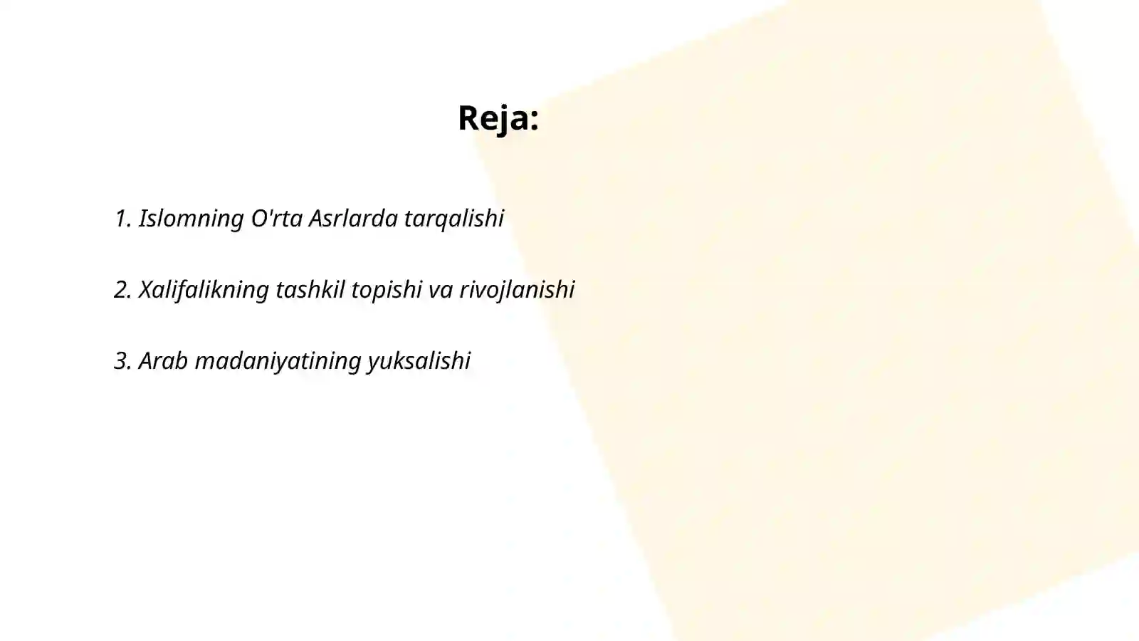Arab o'rta asrlarda: islom va xalifalik 2