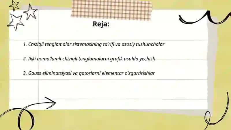 Chiziqli tenglamalar sistemasi va ularni yechish usullari 2