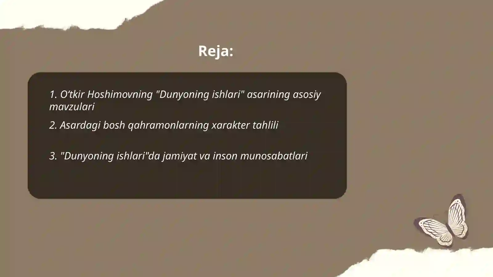 Oʻtkir Hoshimov " Dunyoning ishlari" 2