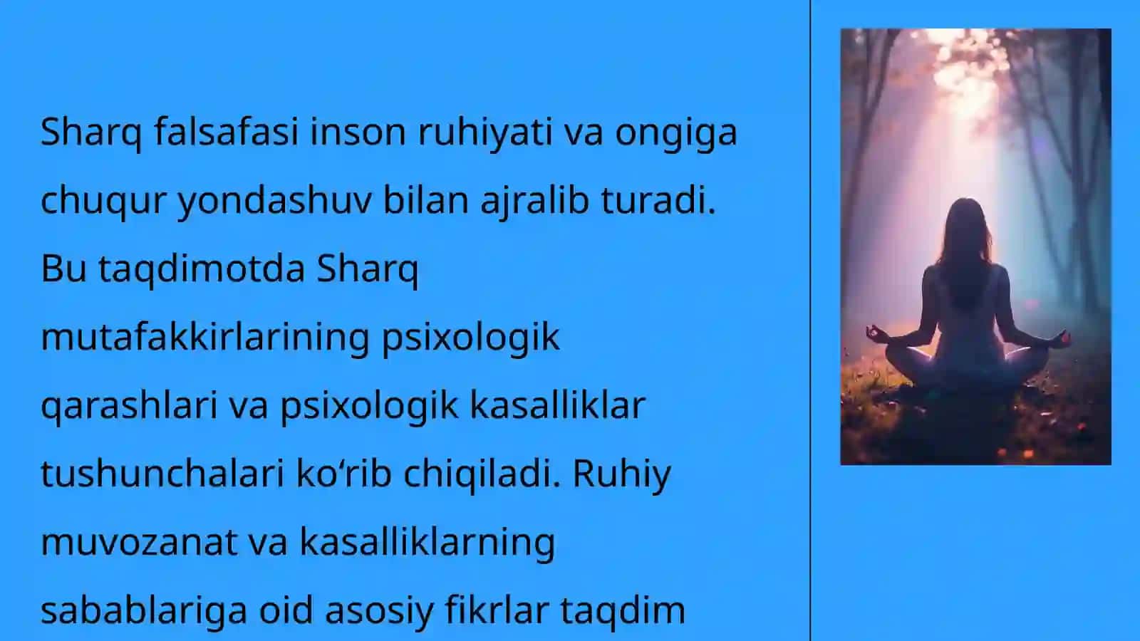 Sharq mutafakkirlarining psixologik qarashlari. Psixologik kasalliklar 2
