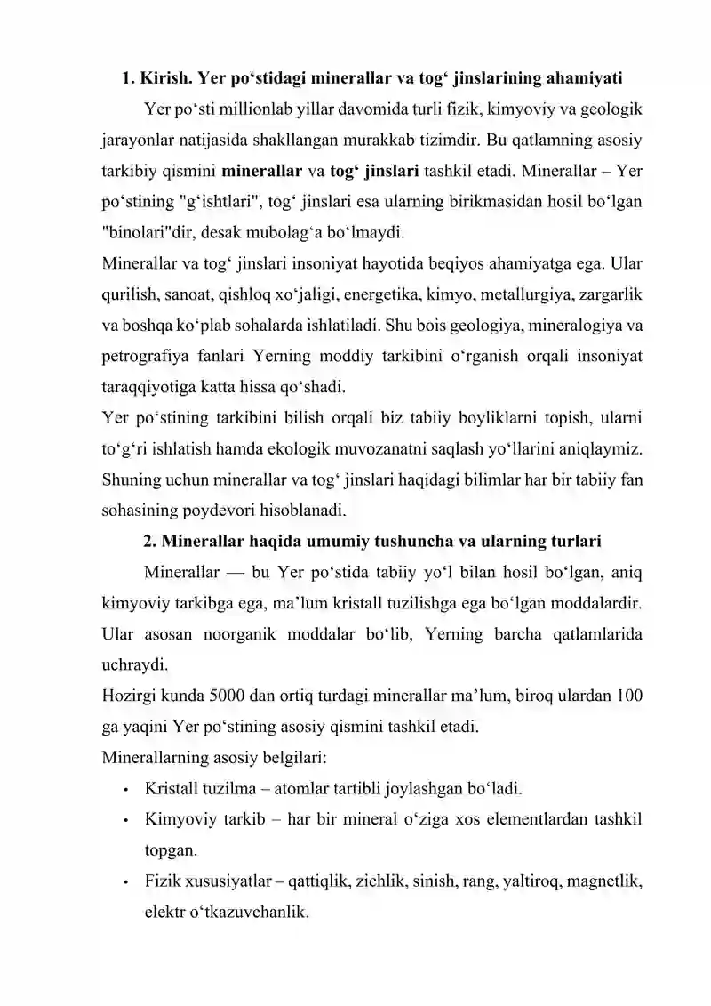 Minerallar va tog‘ jinslari 2
