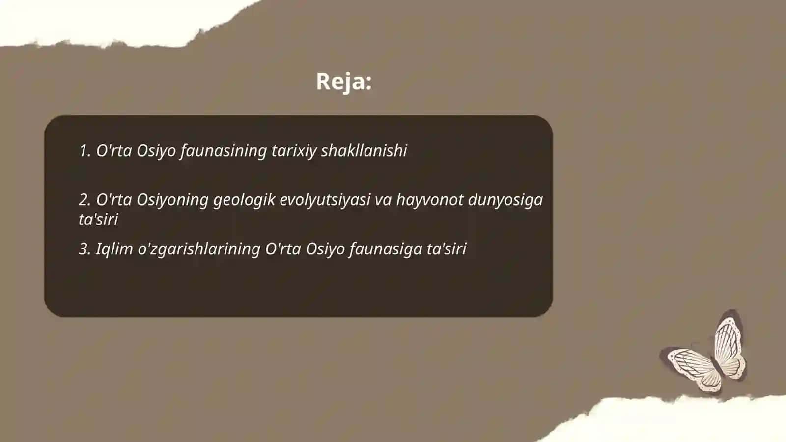 O'rta Osiyo faunasini shakllanishi, hayvonot dunyosini o'rganishda biogeografik dalillarning ahamiyati 2