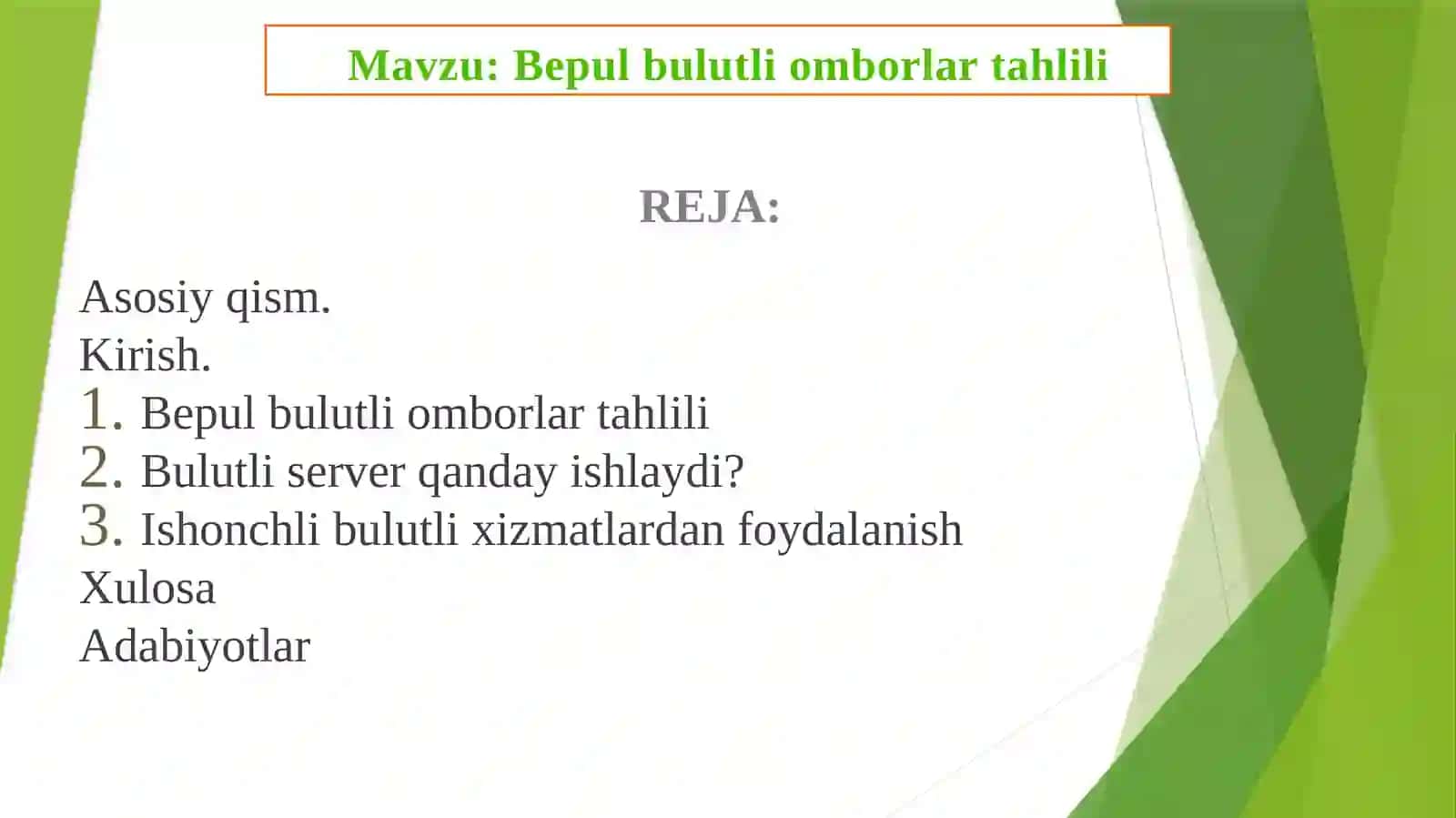 Bepul bulutli omborlar tahlili 2