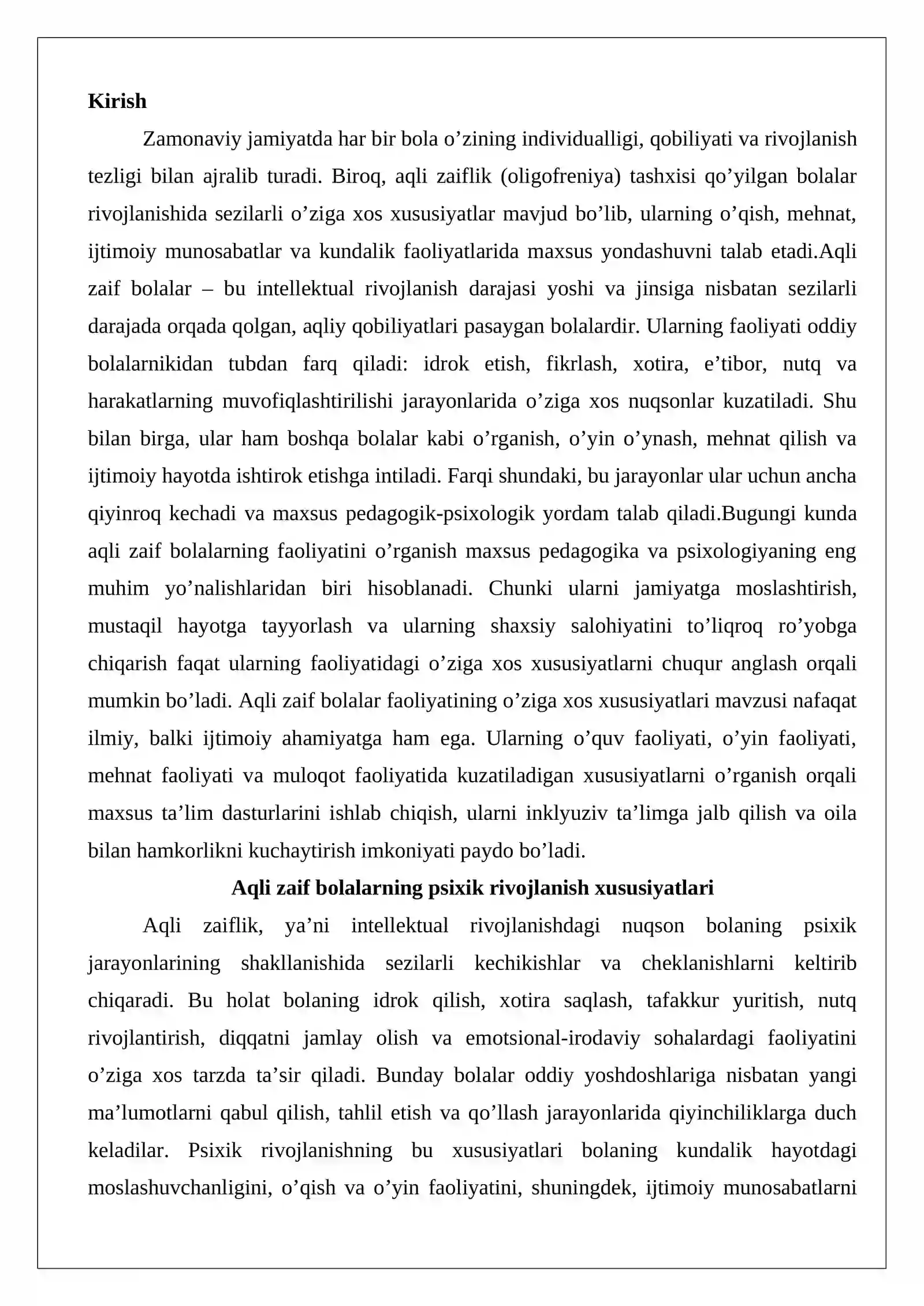 Aqli zaif bolalar faoliyatining o’ziga xos xususiyatlari 2