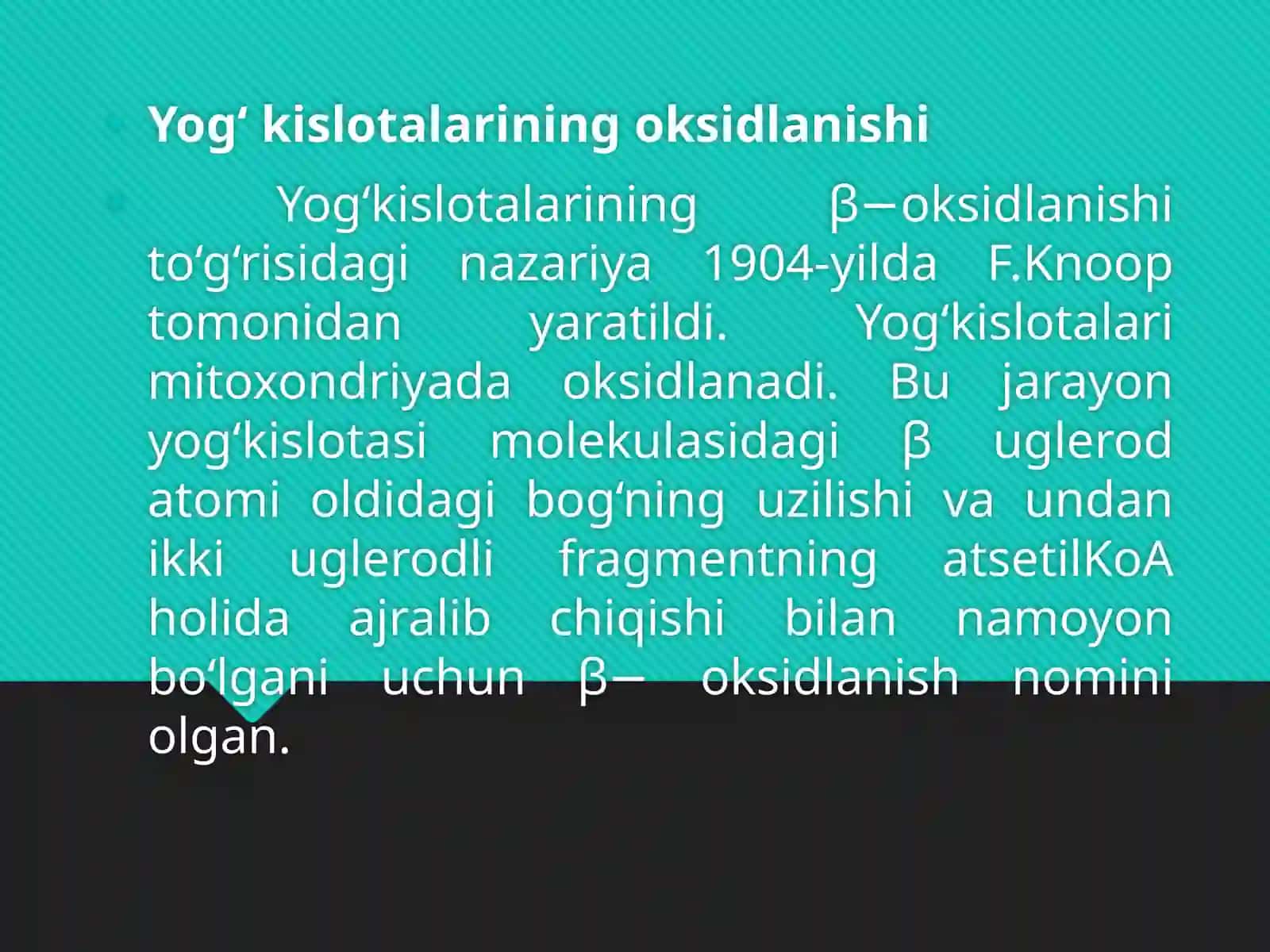 Yog’larning oraliq almashinuvi 2