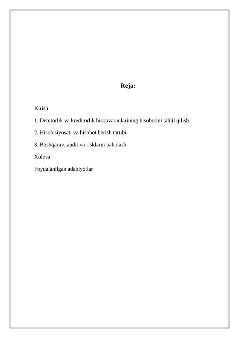Debitorlik va kreditorlik qarzlari to‘g‘risida ma’lumotnoma 2