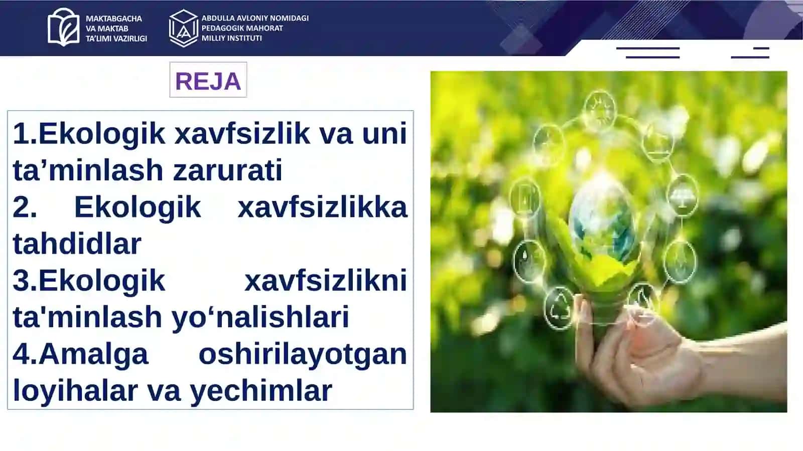 Ekologik xavfsizlik va uni ta'minlash yo‘nalishlari 2