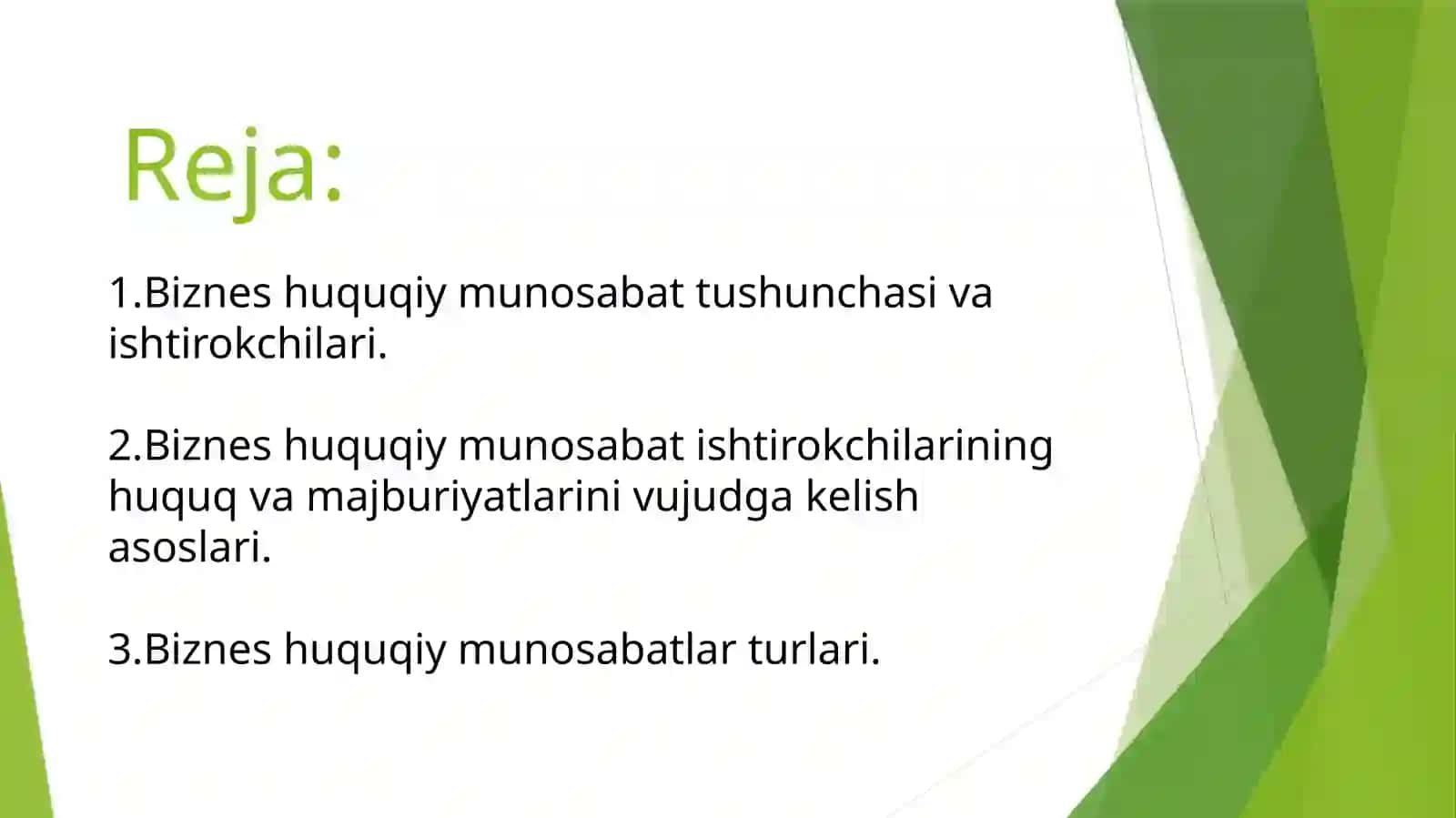 Tadbirkorlik biznes (huquqiy) munosabatlar 2