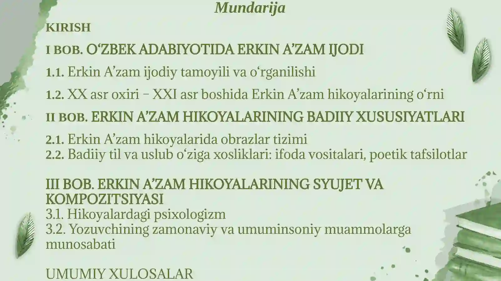 Erkin A’zam hikoyalari badiiyati 2