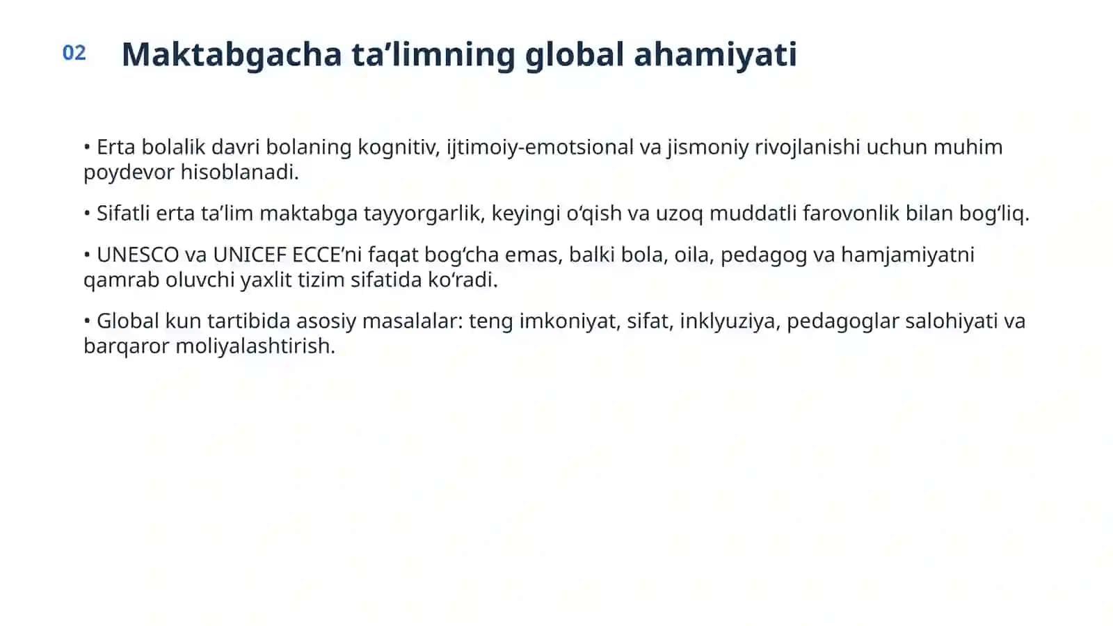 Maktabgacha ta’limning global ahamiyati 2