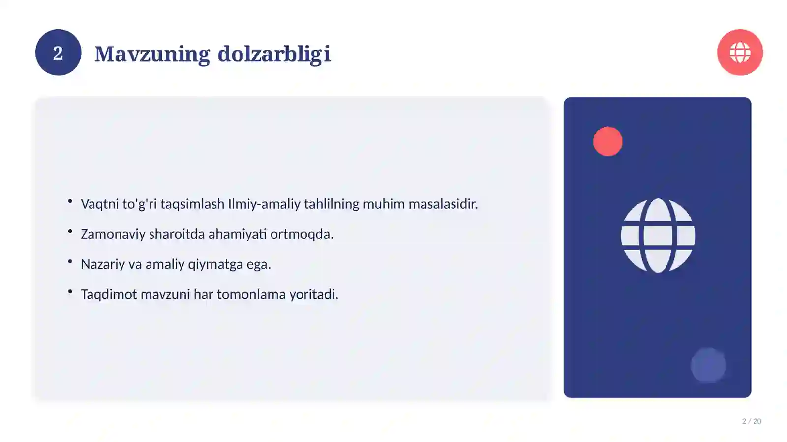 Vaqtni to'g'ri taqsimlash 2
