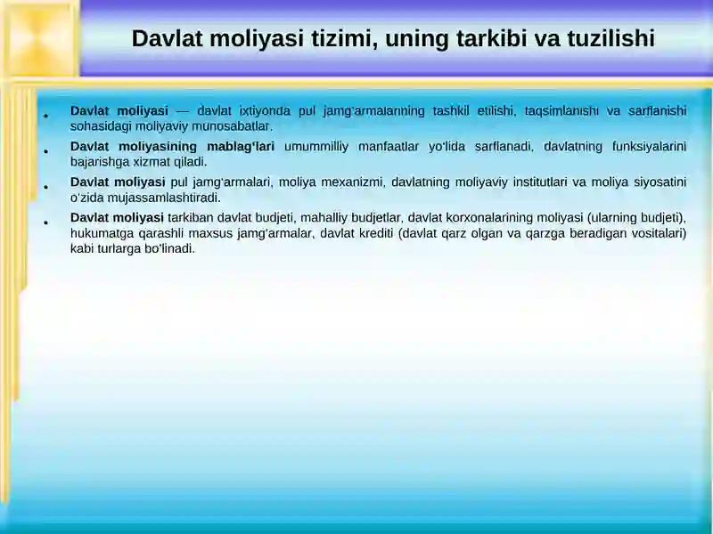 Davlat moliyasi tizimi 2