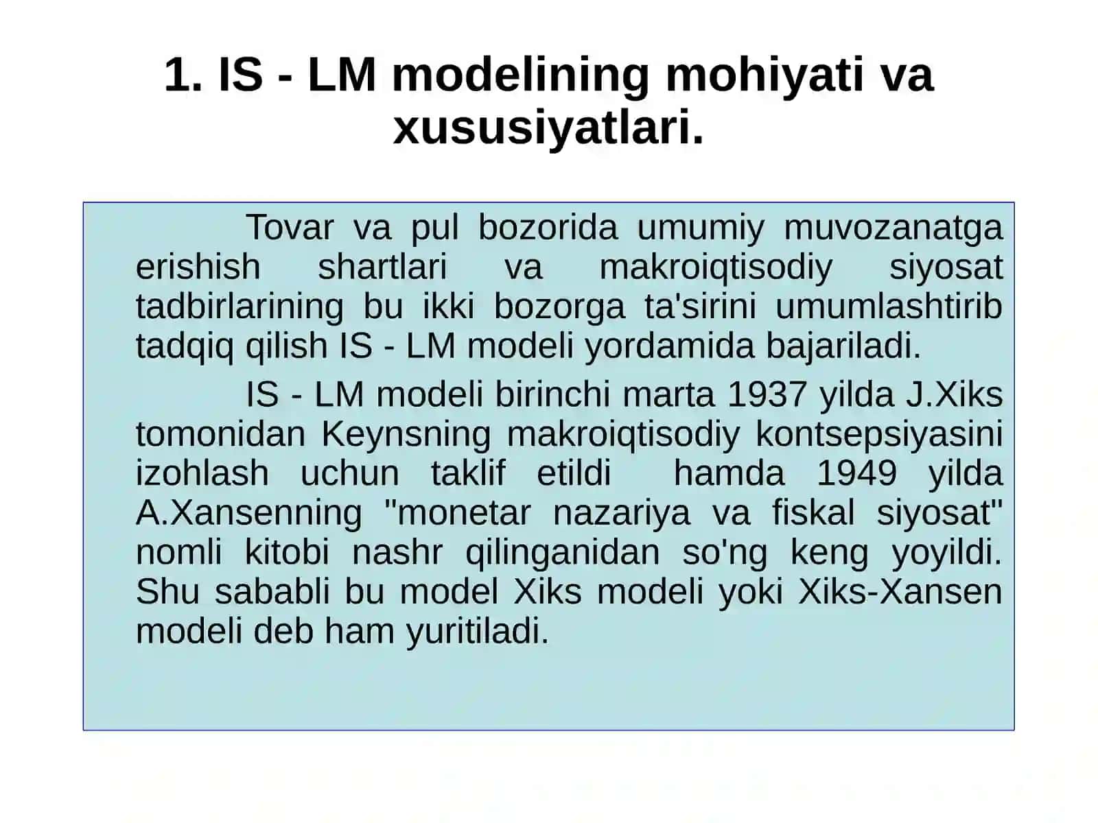 IS-LM modeli 2
