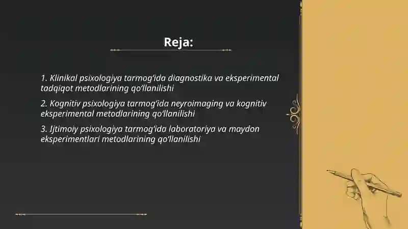 Zamonaviy psixologiya tarmoqlarida tadqiqot metodlarining qo‘llanishi 2