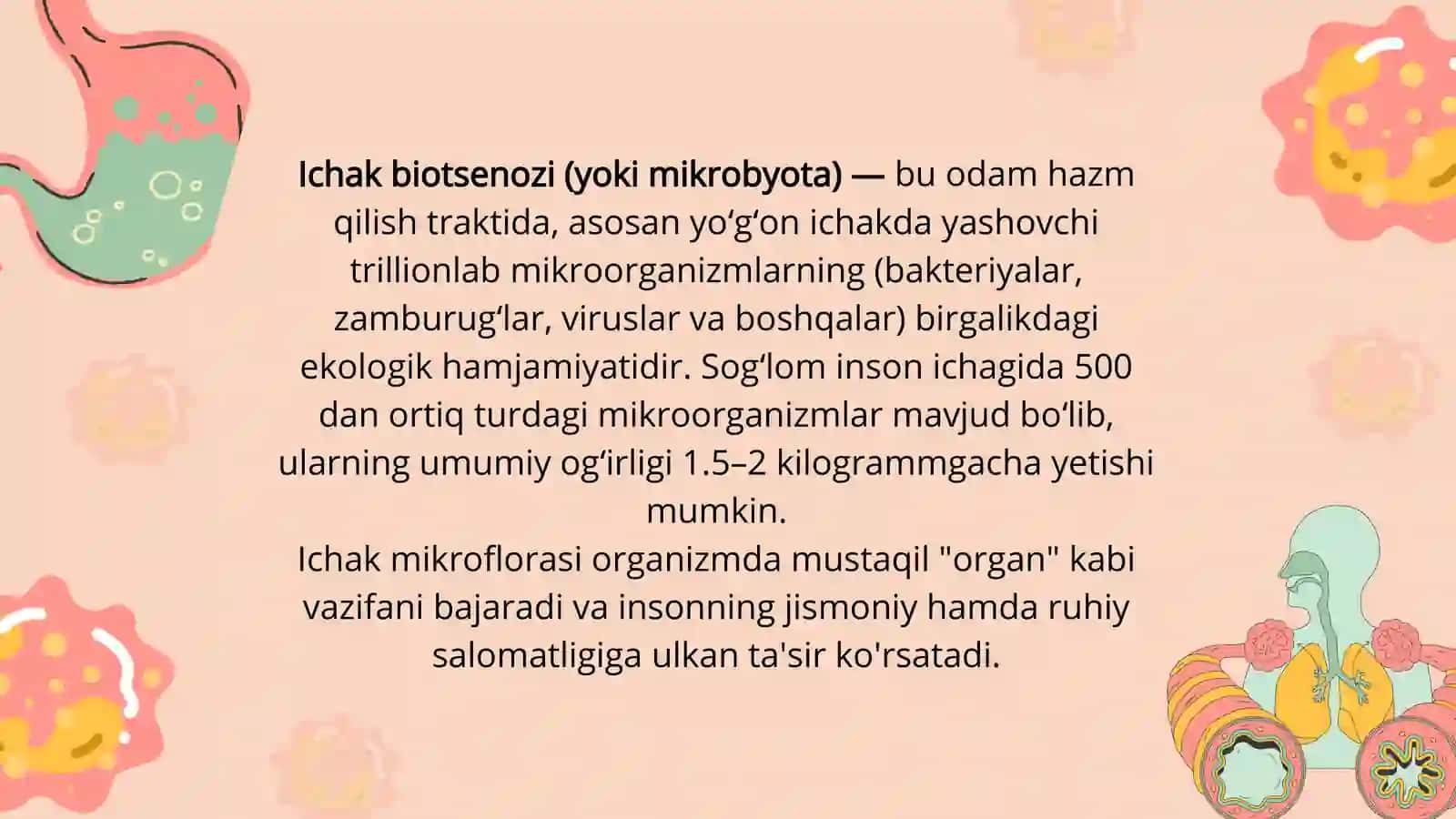 Ichak biotsenozi haqida tushuncha | Ichak mikroflorasi va uning organizmdagi ahamiyati — 15 slayd 2