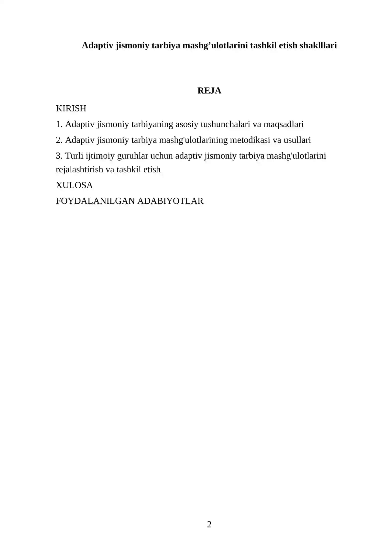 Adaptiv jismoniy tarbiya mashg’ulotlarini tashkil etish shakllari 2