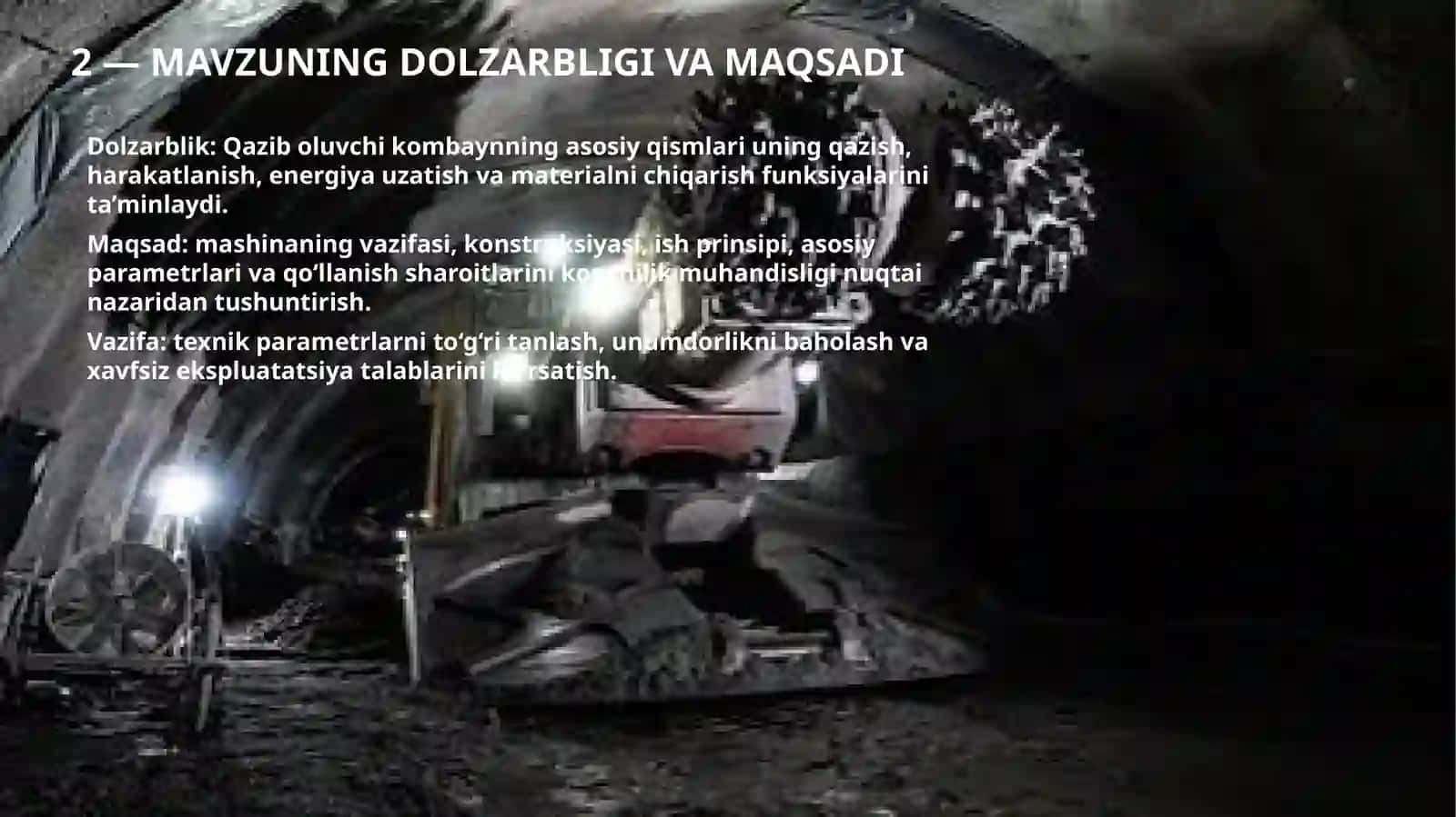 Qazib oluvchi kombaynlarning asosiy qismlari 2