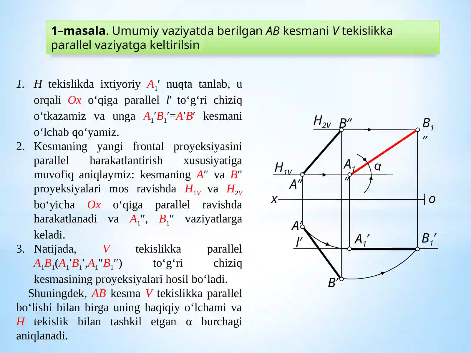 Tekislikning parallel harakat usuli 2