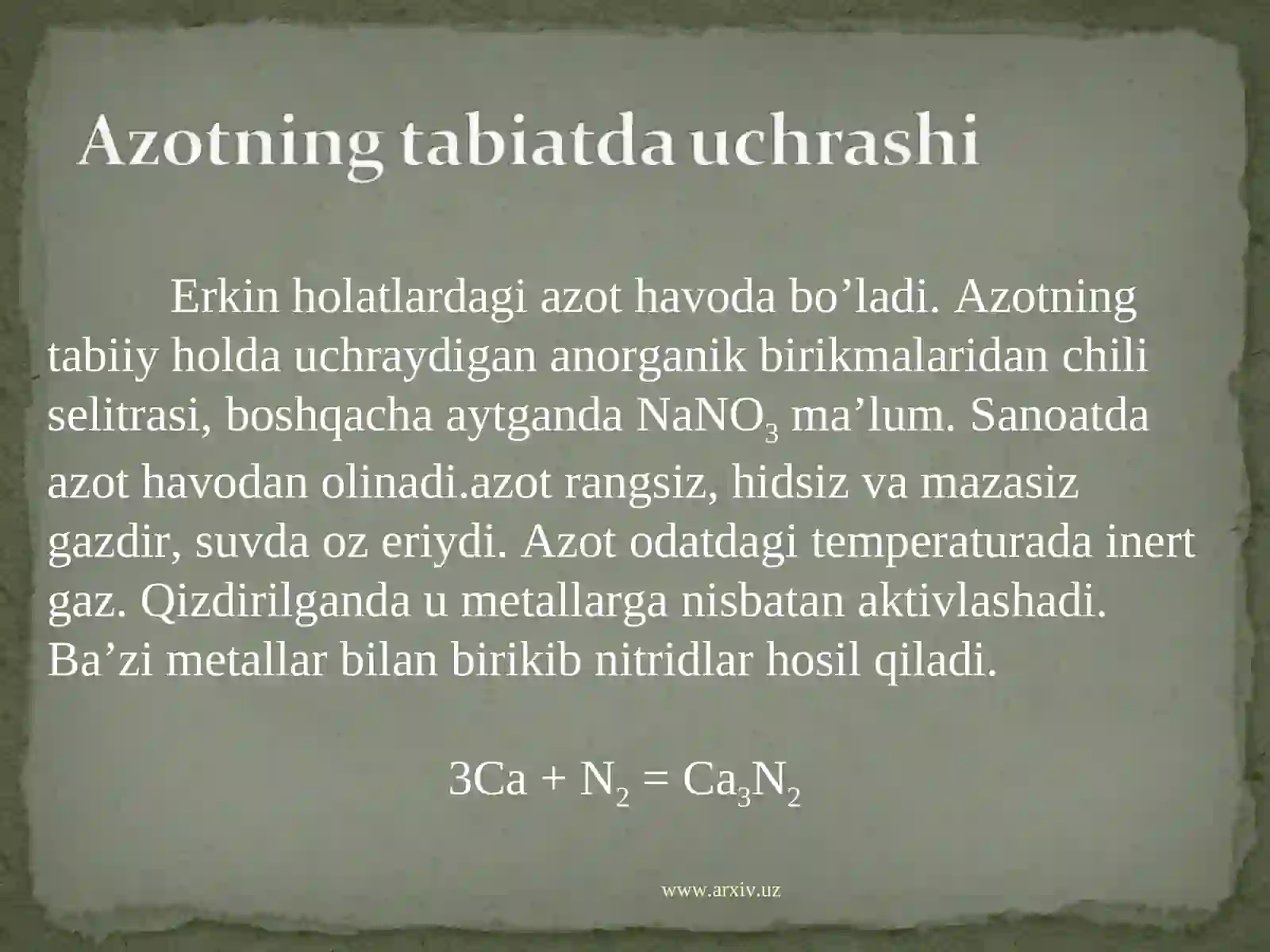 Azot va uning xossalari 2
