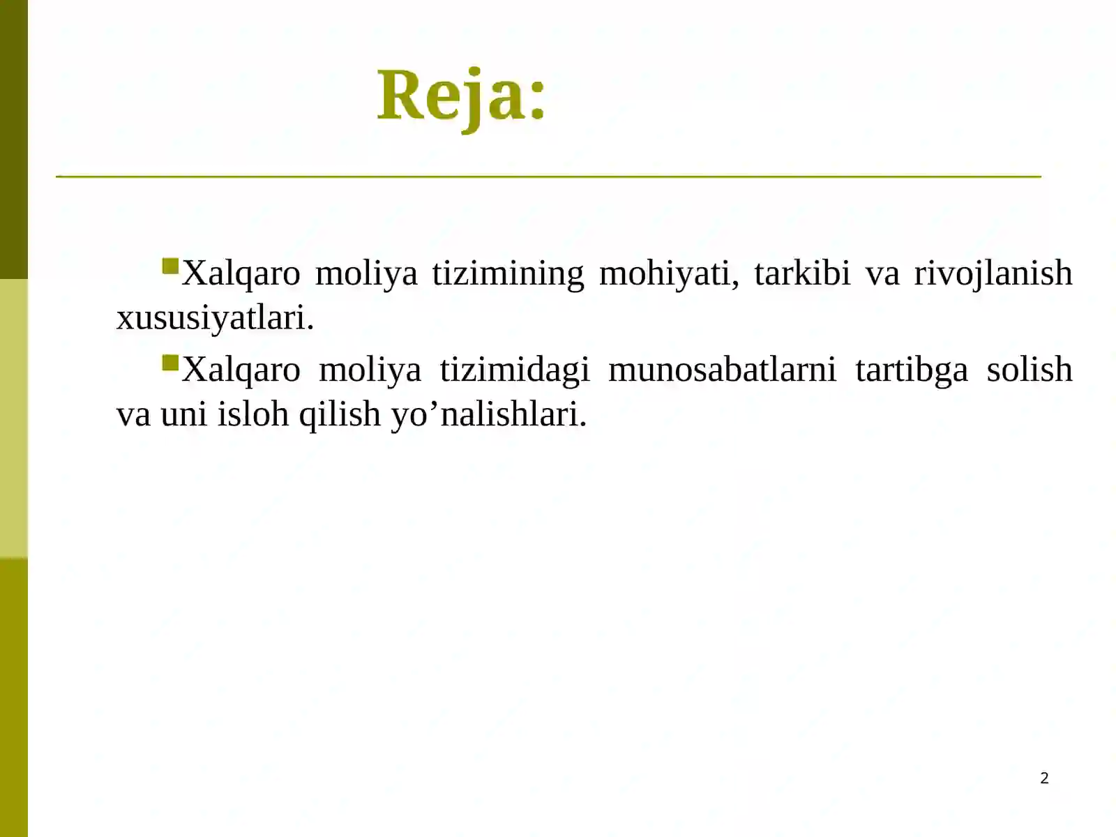XAlqaro Moliya Tizimi 2