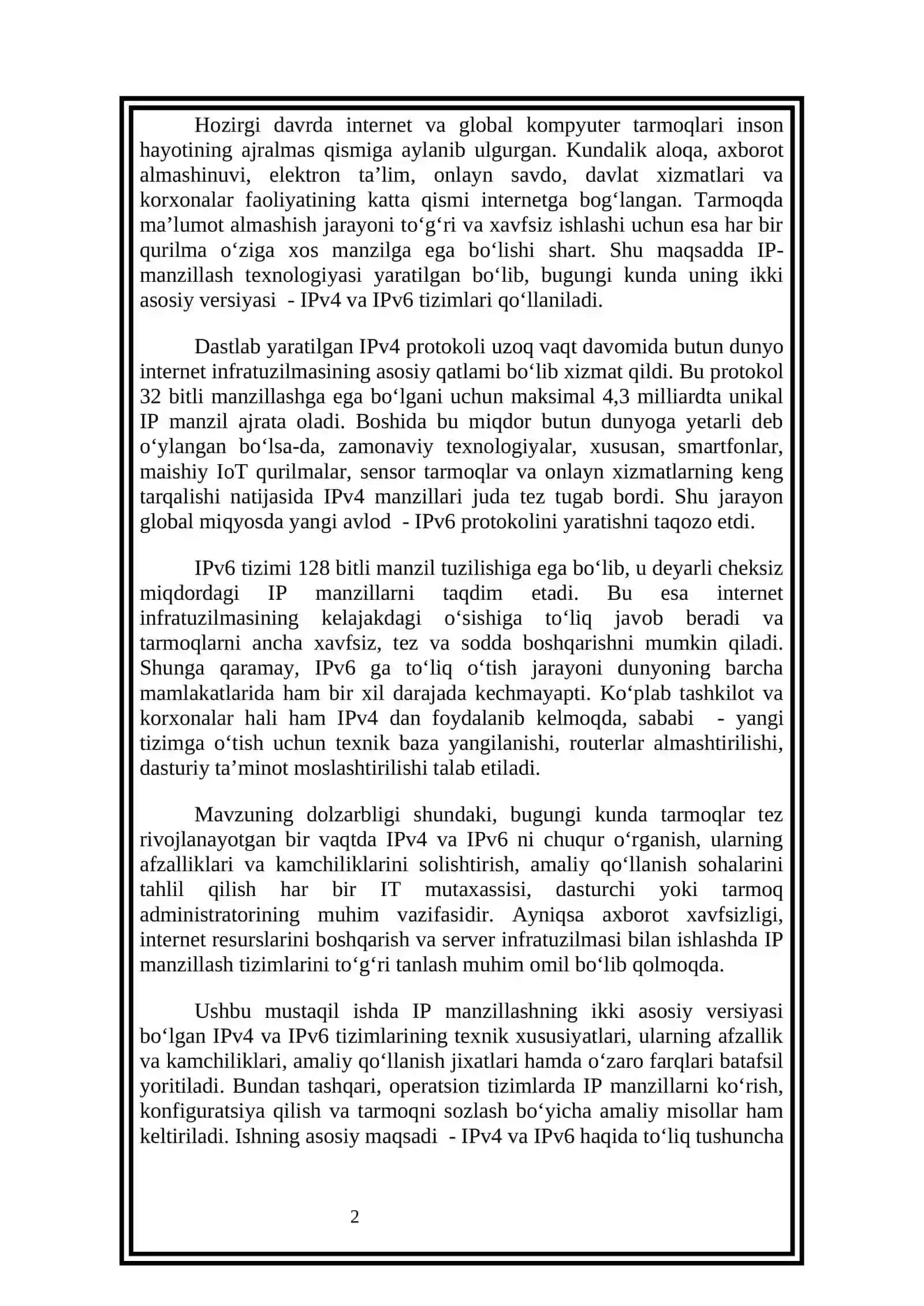 IPv4 va IPv6 Manzillash Tizimlari: Afzalliklari va Kamchiliklari 2