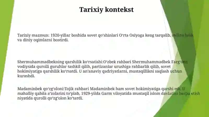 Shermuhammadbek Va Madaminbekning Suvetlarga Qarshi Faoliyati 2