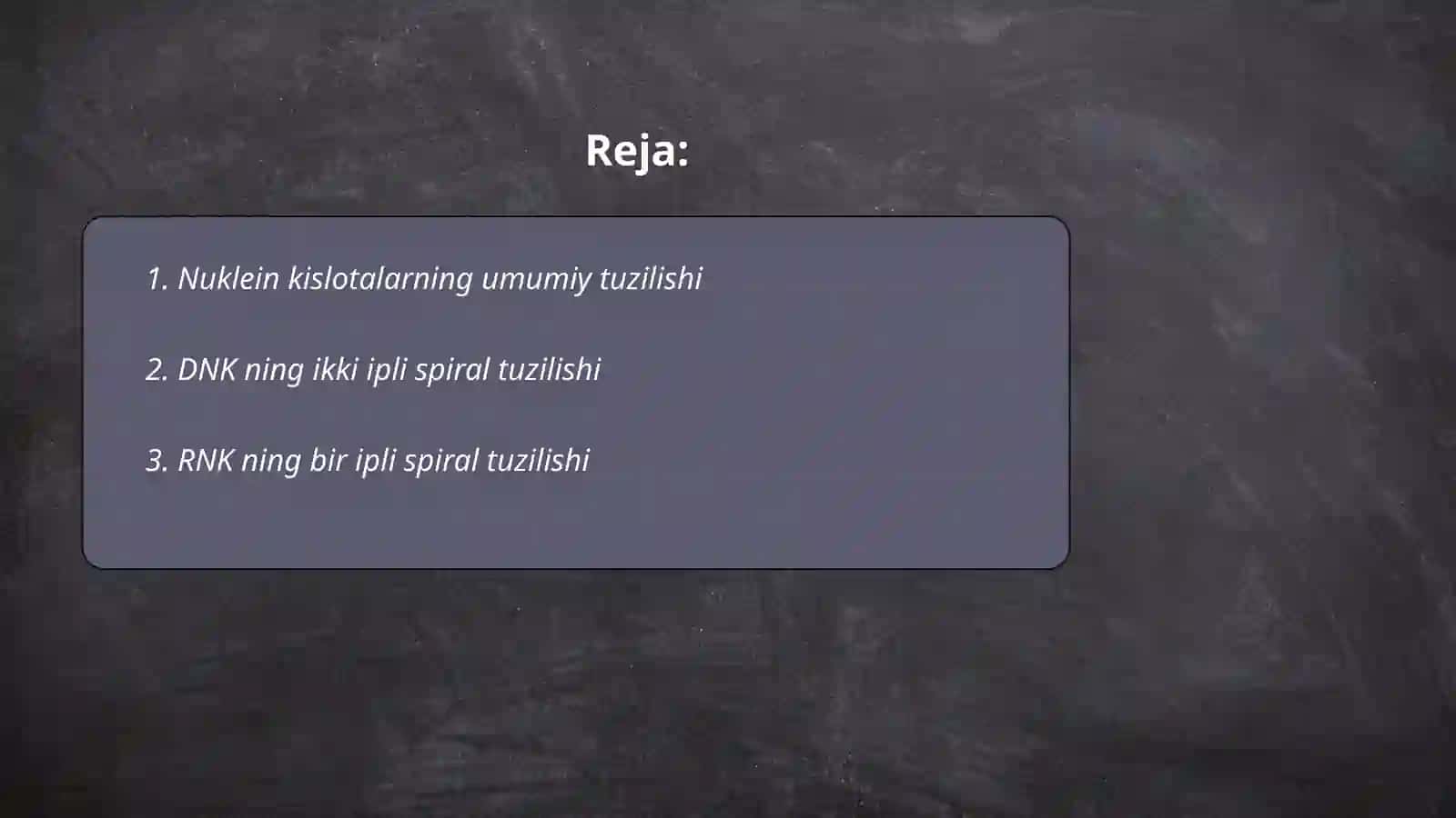 Nuklein kislotalarning tuzilishi va fizik kimyoviy xossalari 2