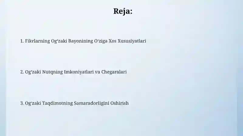 Fikrni og'zaki bayon qilishning o'ziga xosligi 2