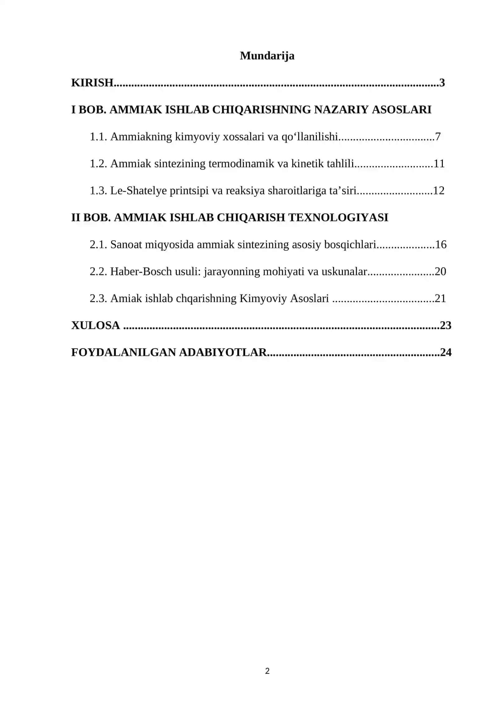Ammiak ishlab chiqarishning kimyoviy asoslari 2