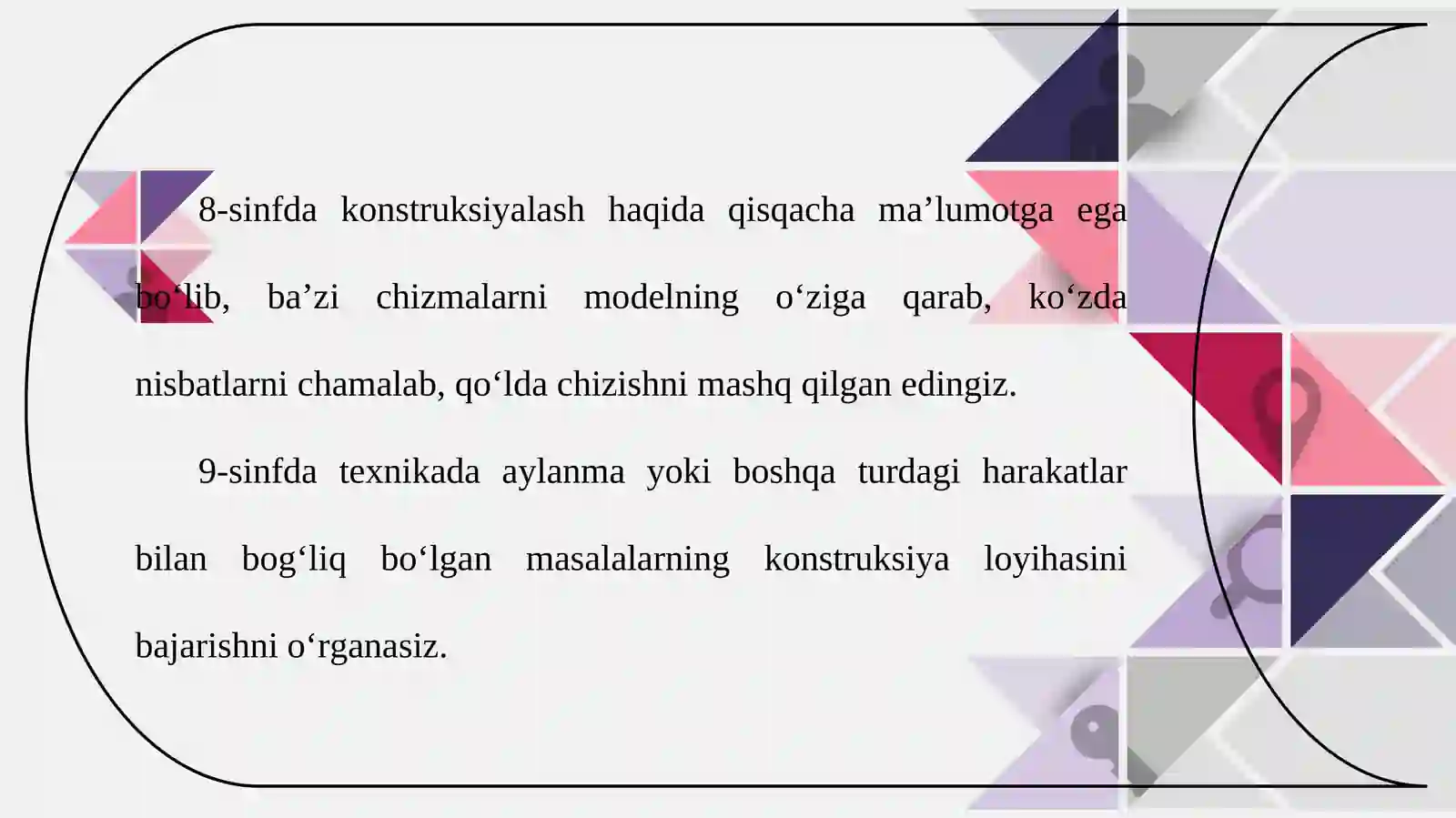 Konstruksiyalashga doir masalalar 2