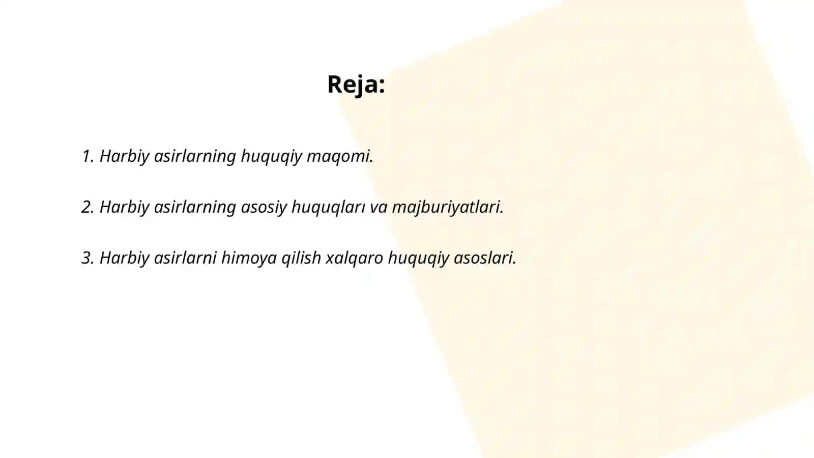 Harbiy asirlarning umumiy huquqiy holati 2