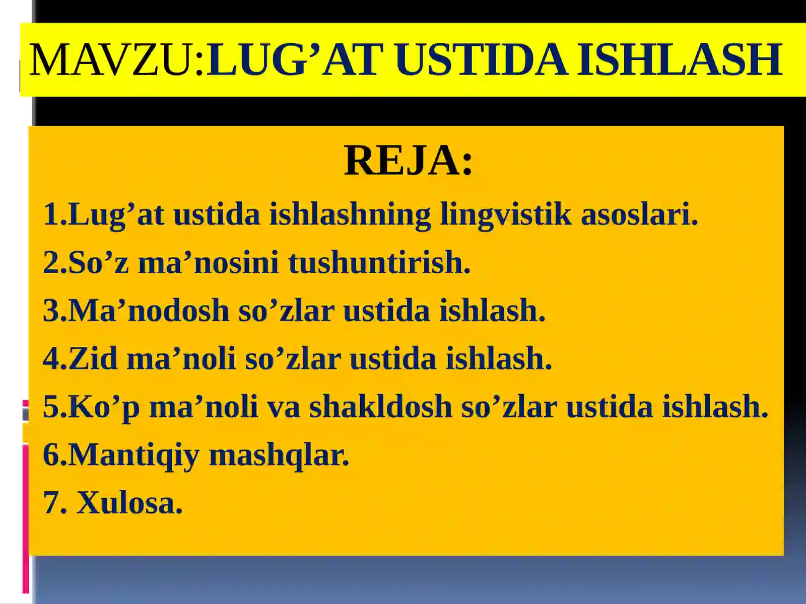 LUG’AT USTIDA ISHLASH 2