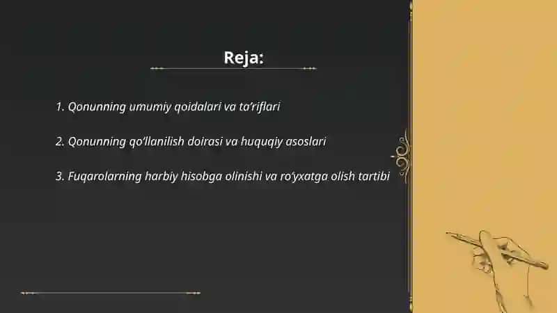 Umum harbiy majburiyat va harbiy xizmat toʻgʻrisidagi Oʻzbekiston respublikasining qonuni 2
