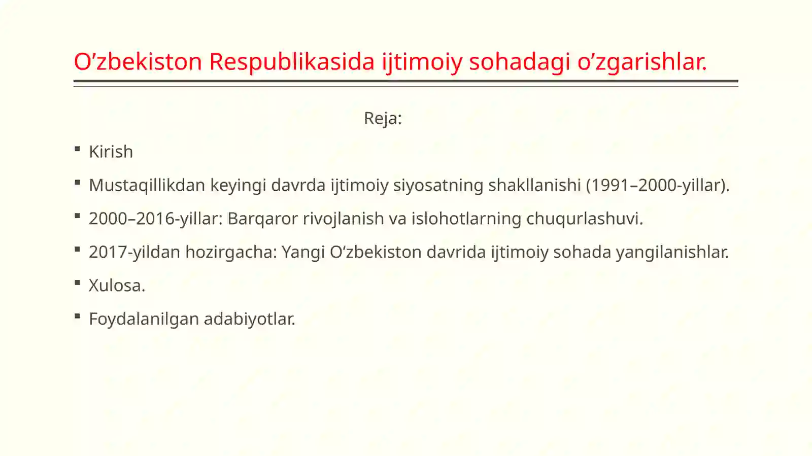 O’zbekistoning eng yangi tarix fani 2