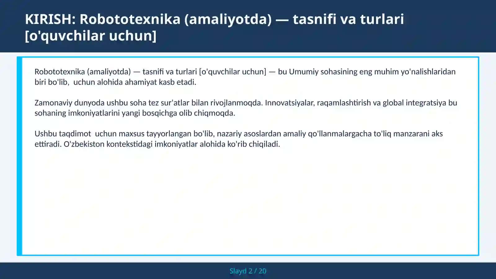 Robototexnika (amaliyotda) — tasnifi va turlari [o'quvchilar uchun] 2