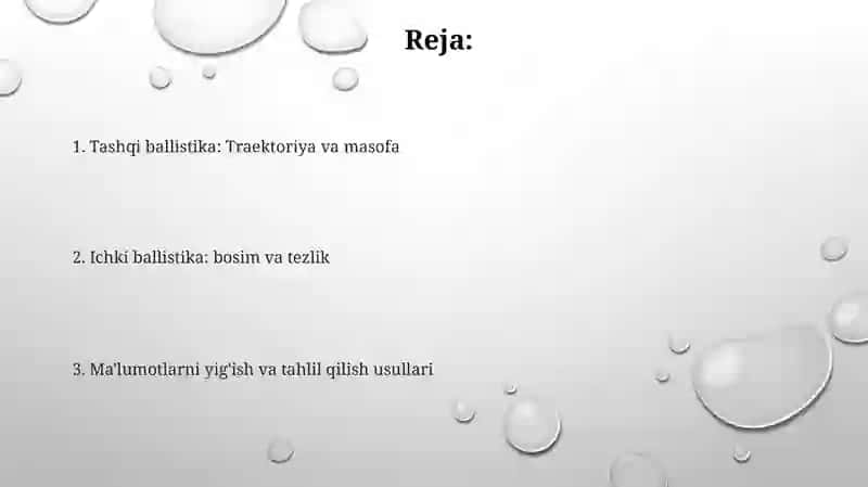 Ichki va tashqi ballistika bo‘yicha ma'lumotlar 2