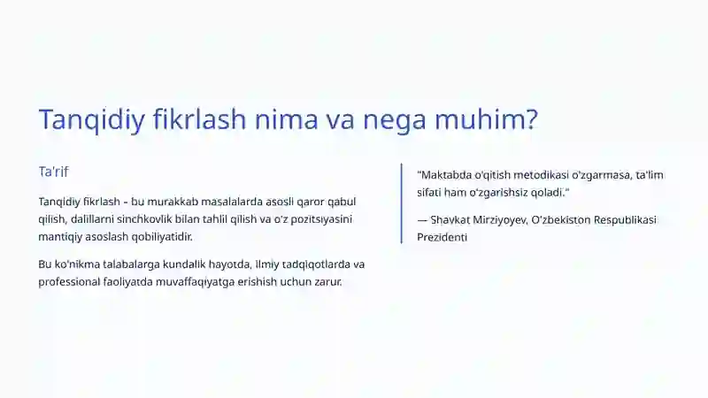 Talabalarda Tanqidiy Fikrlashni Rivojlantirish 2