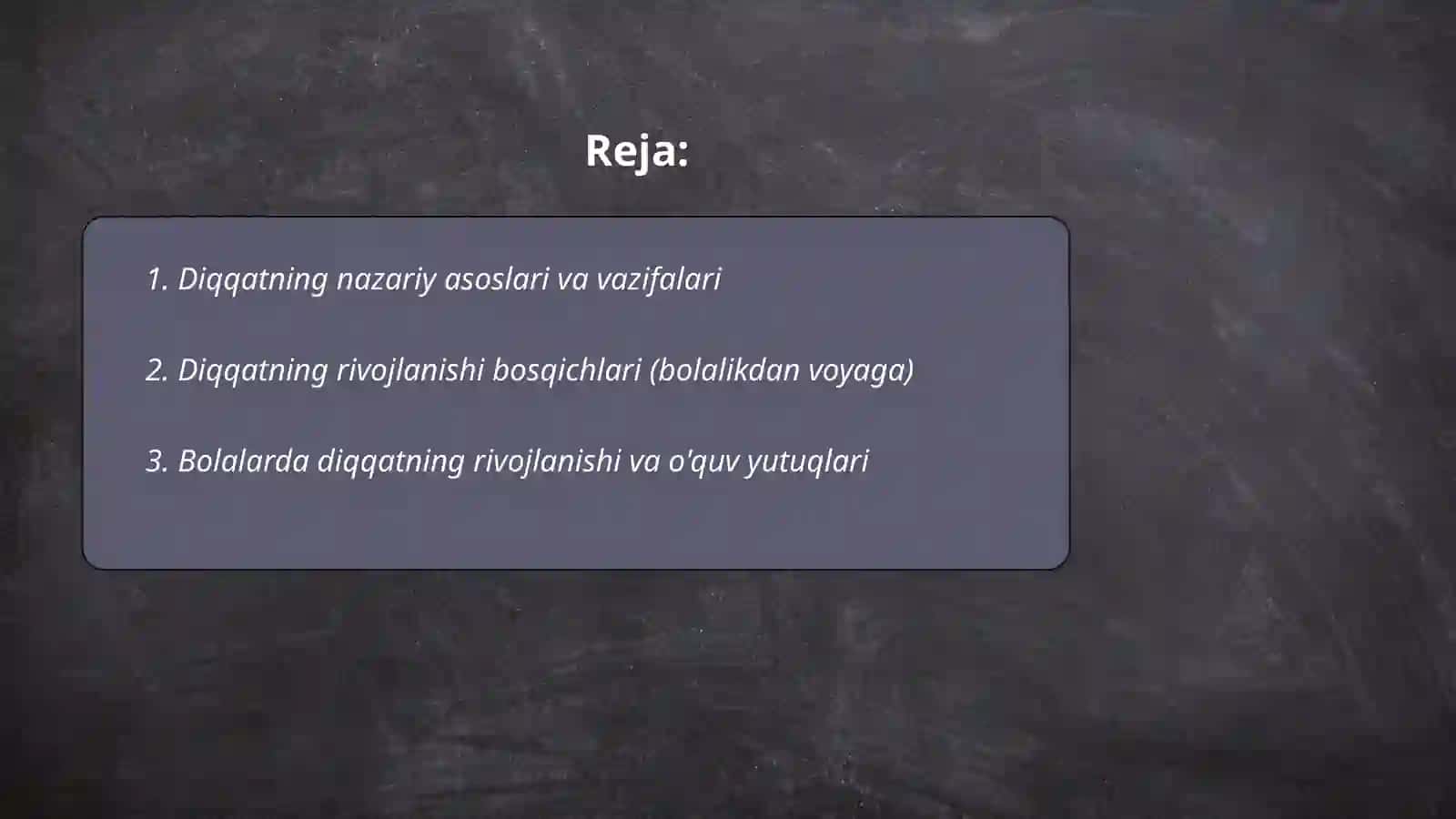 Diqqatning rivojlanishi va buzilishi 2