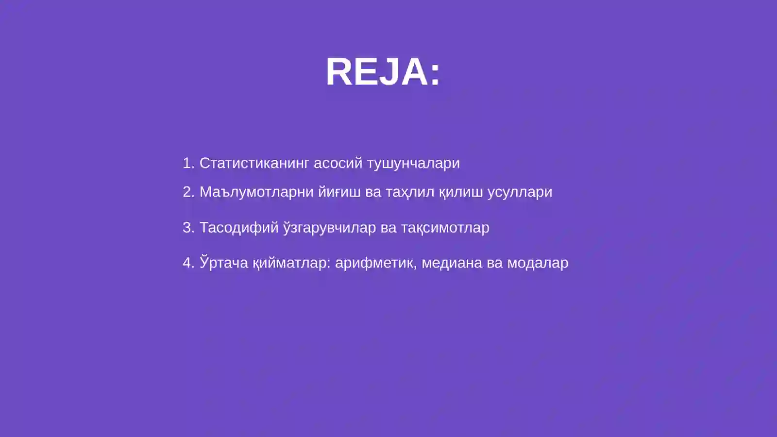 Статистика фанига кириш 2