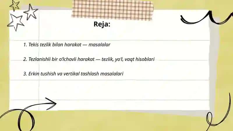 Harakat va ish mavzusiga doir masalalar 2