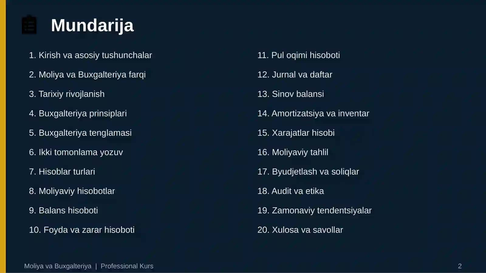 MOLIYA VA BUXGALTERIYA Professional o'quv materiali 2