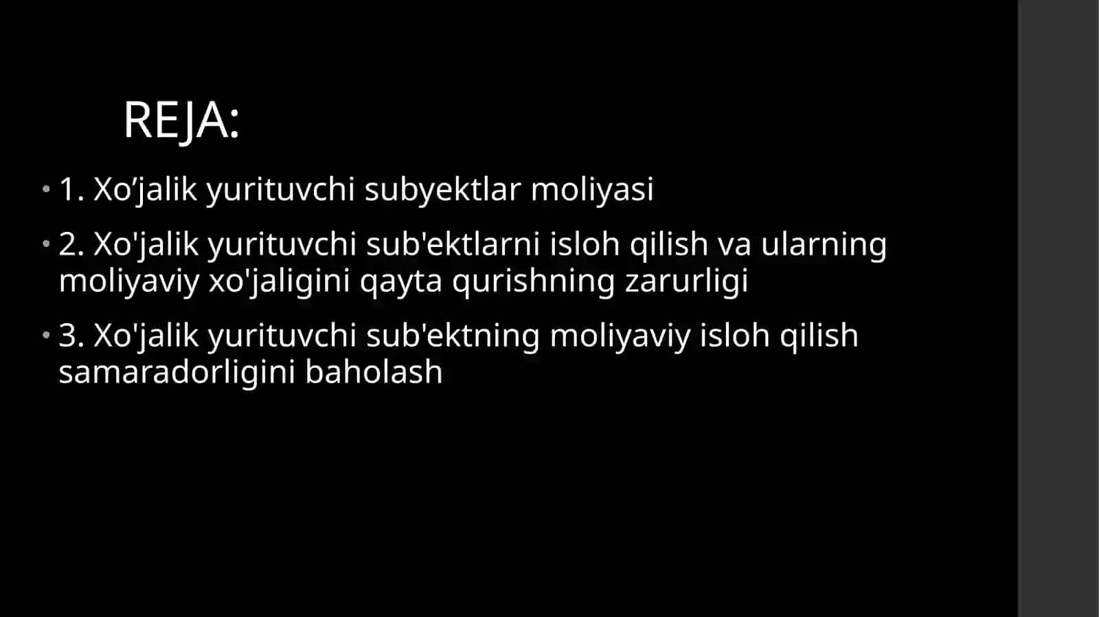 XO’JALIK YURITUVCHI SUBEKTLAR MOLIYASI VA UNI ISLOH QILISH 2