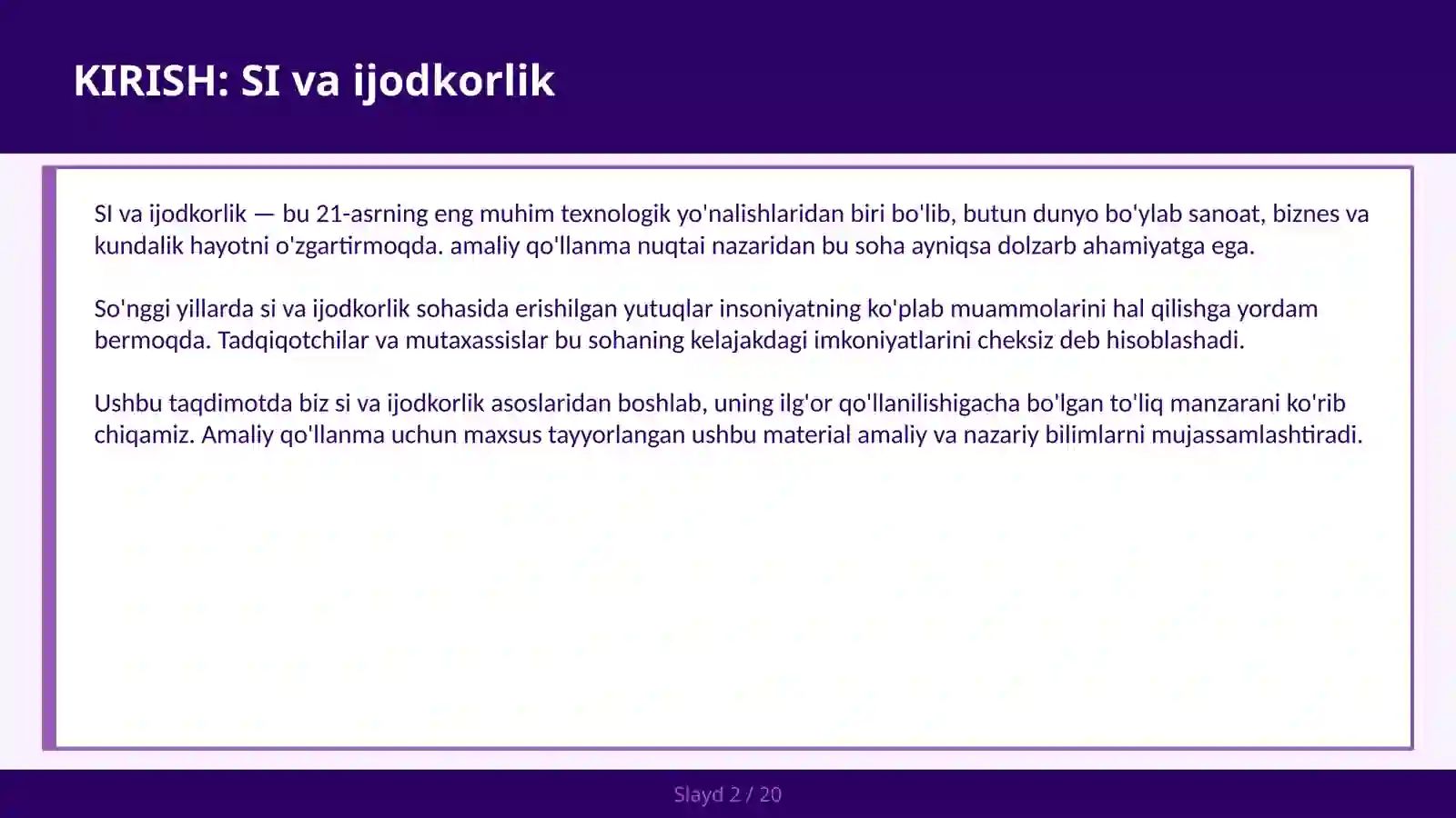 SI VA IJODKORLIK 2