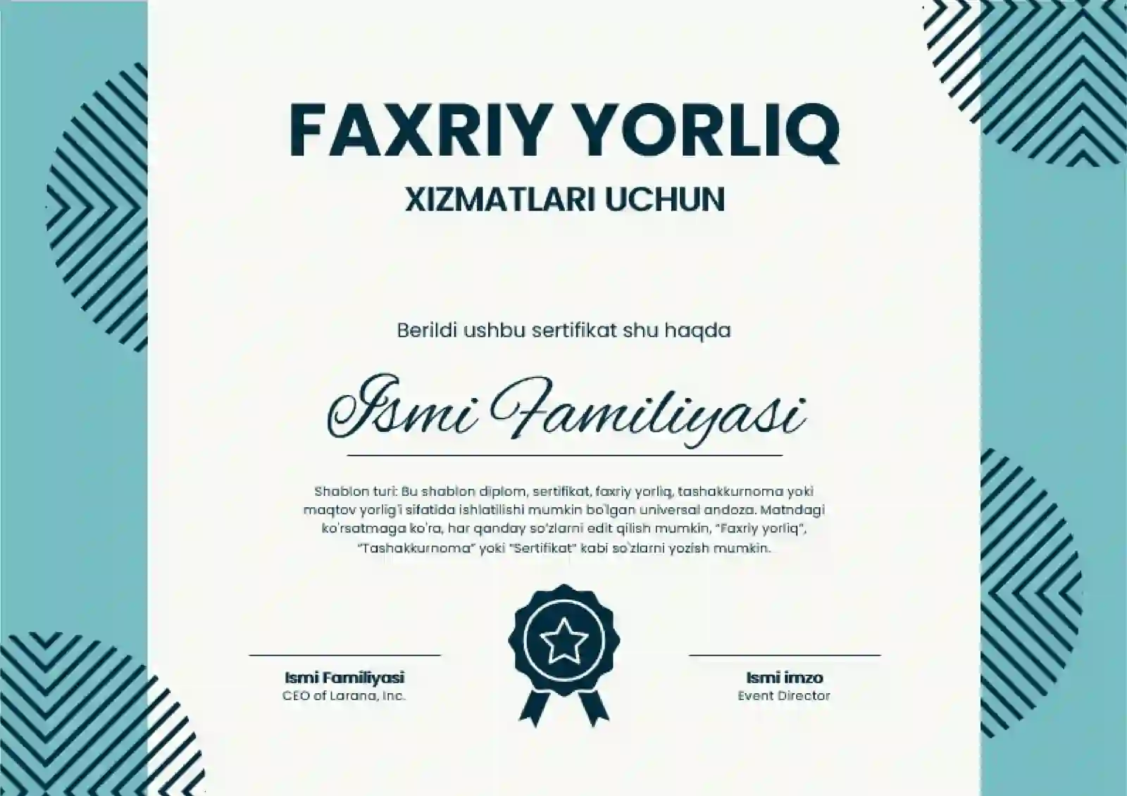 Faxriy yorliq shabloni 2