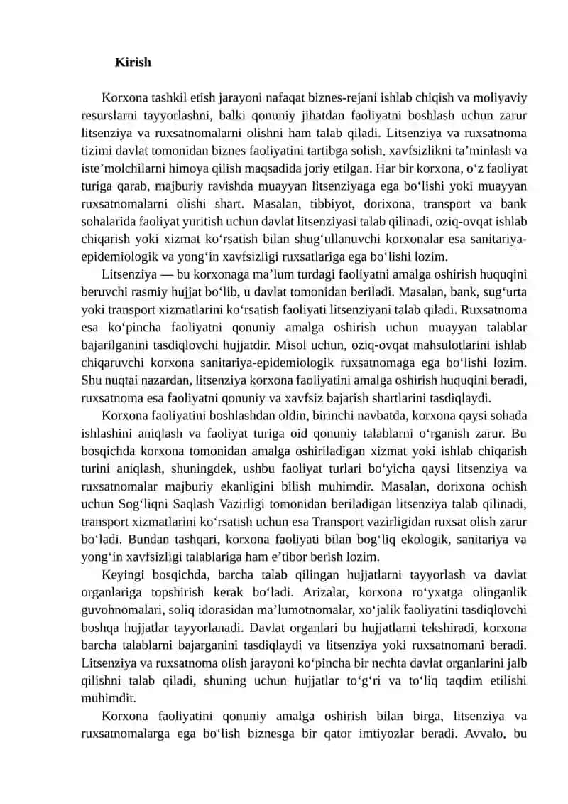 Korxonani tashkil etishda litsenziya va ruxsatnomalar tizimi 2