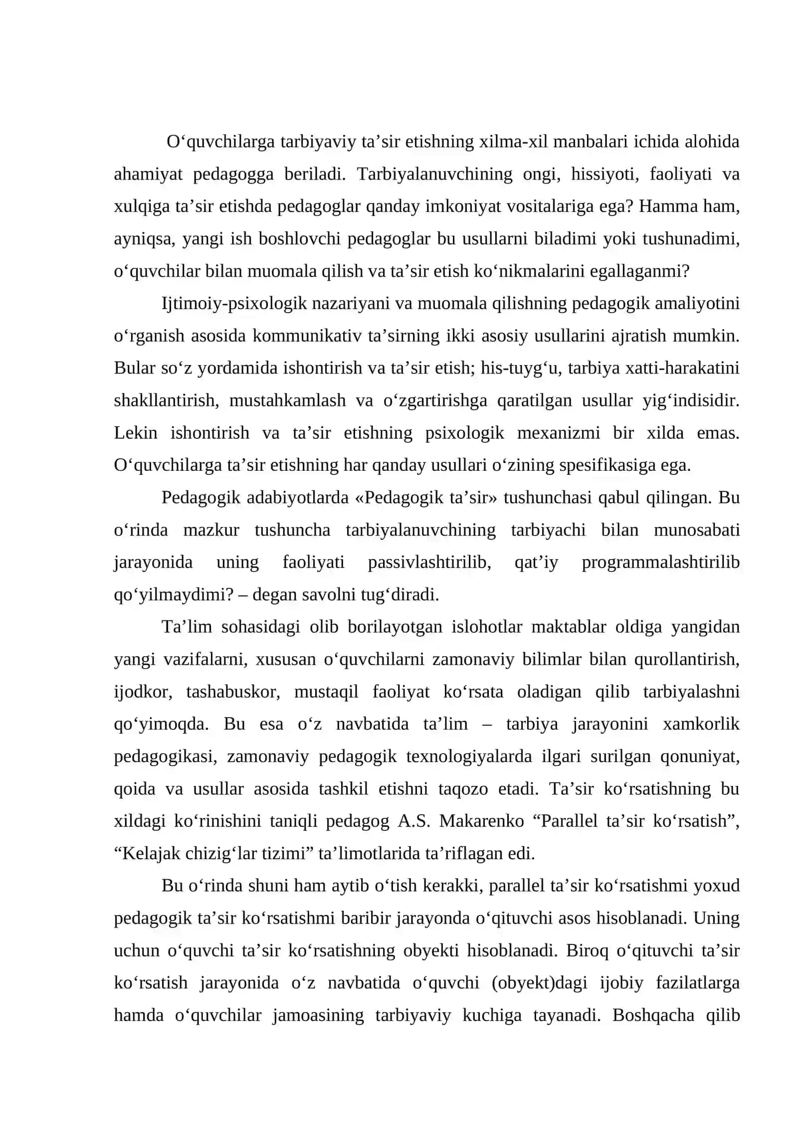 O'quvchiga pedagogik ta’sir ko‘rsatishdagi mahorati 2