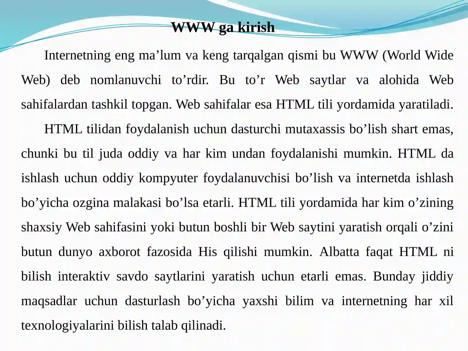 HTML TILI ASOSLARI 2