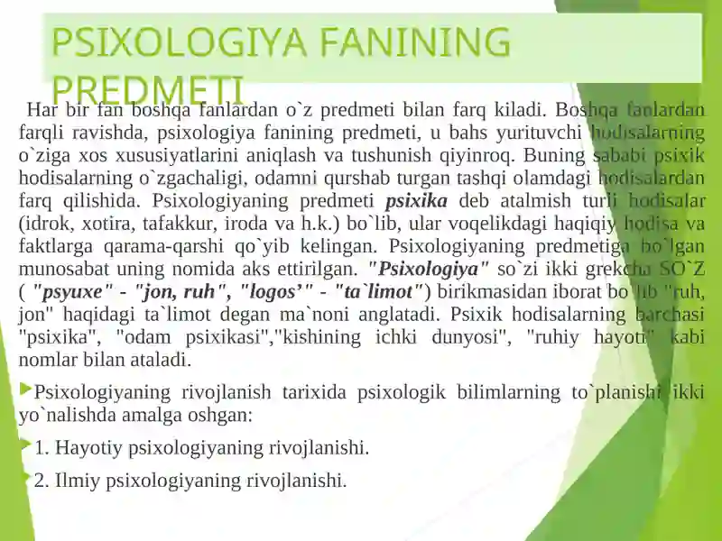 Psixologiya fanining dolzarb muamolari predmeti va metodlari 2